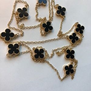 COPY - 48 Inch Long 11 Double Sided Onyx Clover Necklace